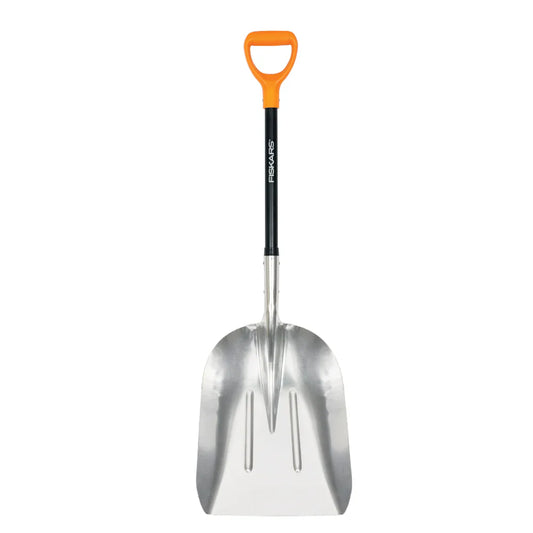 Fiskars D-Handle Scoop Shovel, Large Aluminum Head Garden Shovel